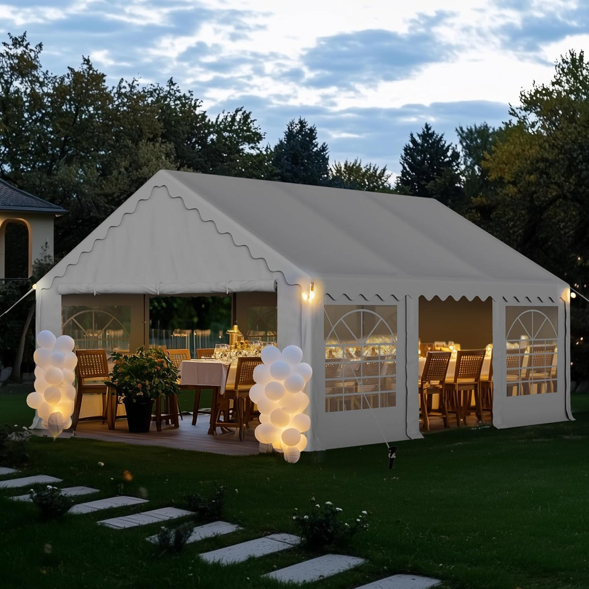 PHI VILLA 20'x16' Outdoor Heavy Duty Party Tent Large Commercial Canopy Wedding Event Shelter with