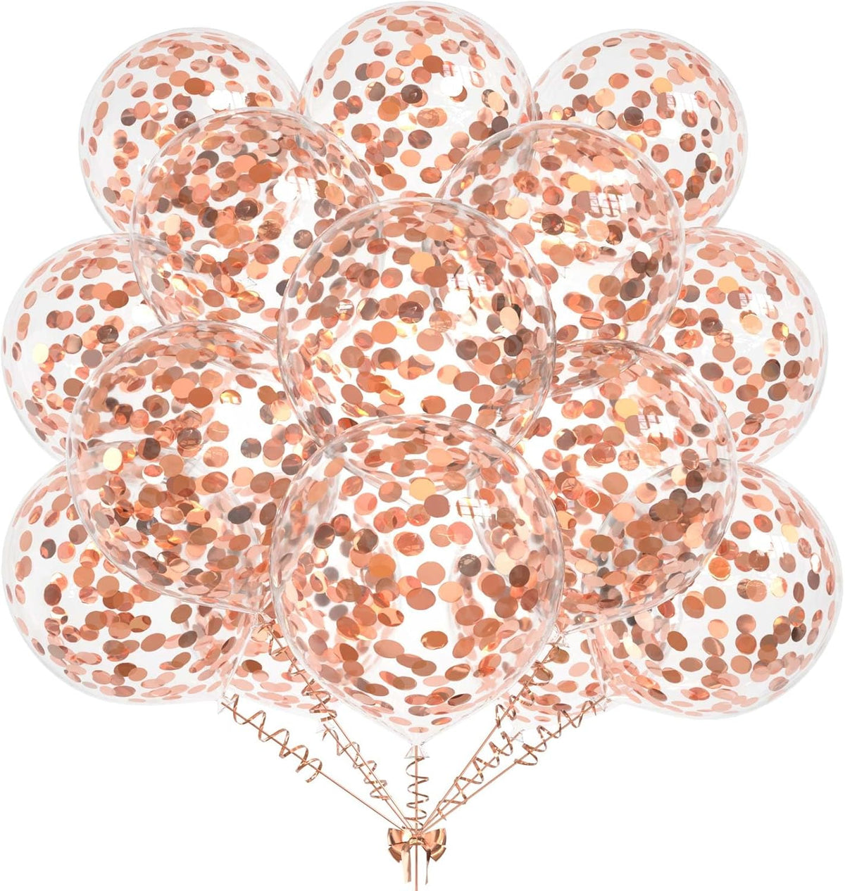 50pcs Rose Gold Foil Confetti Balloons,12 inch Latex Balloon with Rose Gold Confetti Inside for