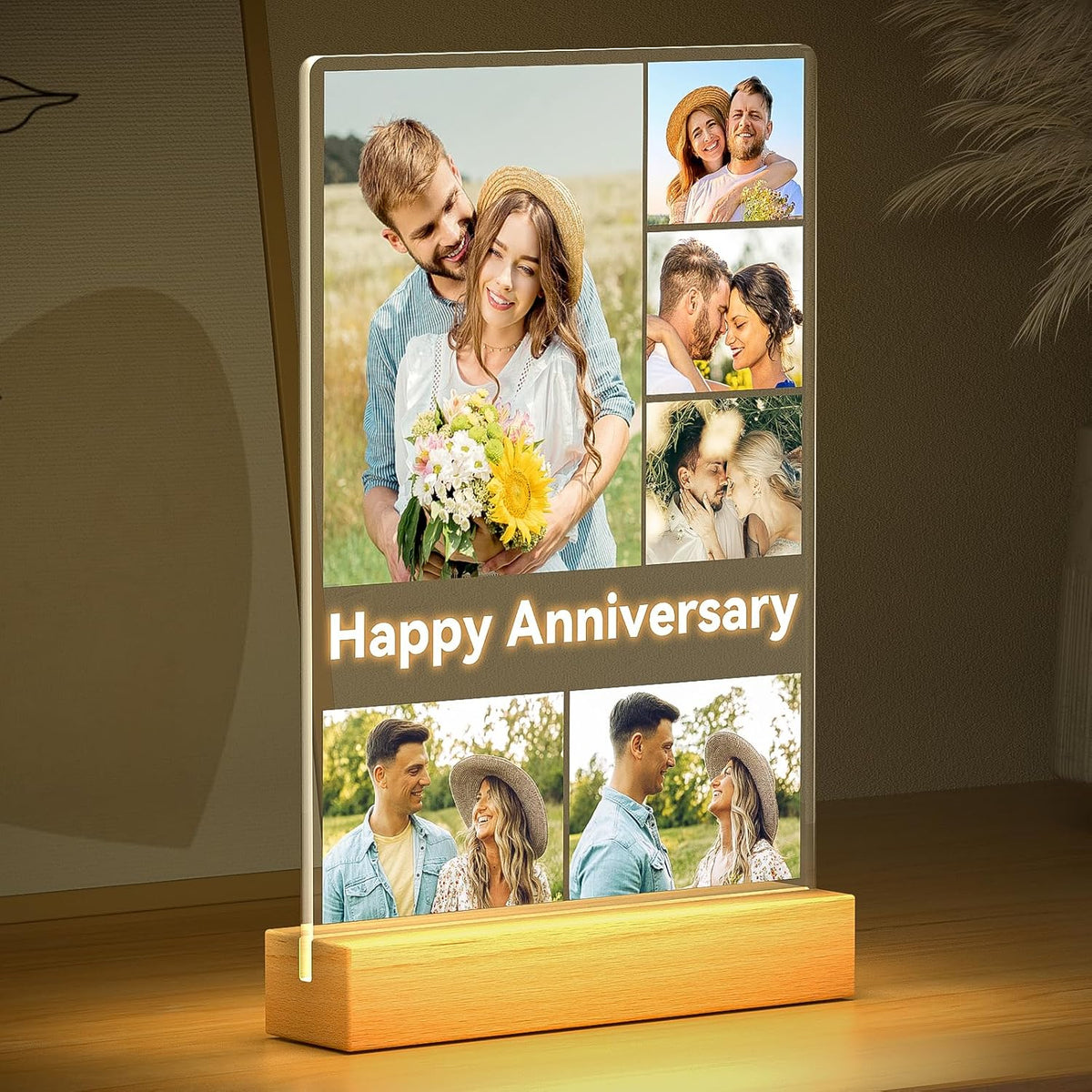 Custom Picture Frames with Photos, Personalized Photo Frame with Night Light, Customized Gifts for