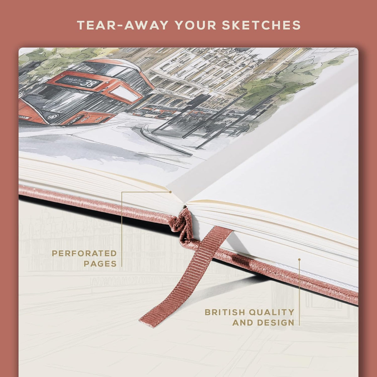 Beechmore Books A4 Sketchbook ??8.5x11 Premium Vegan Leather Bound Large Sketch Book Hardcover with