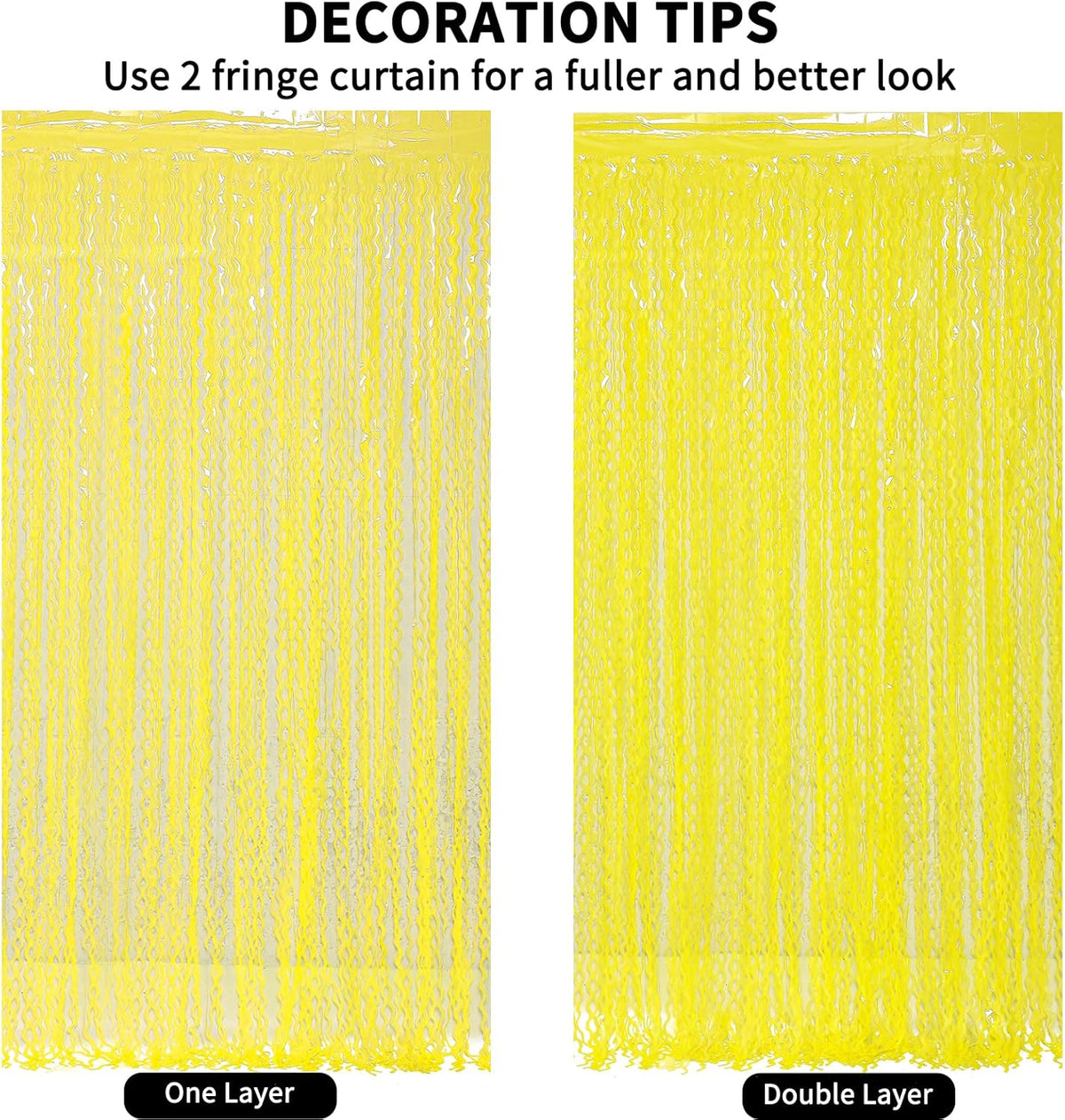 4 Pack Wavy Yellow Foil Curtain Backdrop -3.3 ft x 6.6 ft Gold Tinsel Backdrop Curtain Party