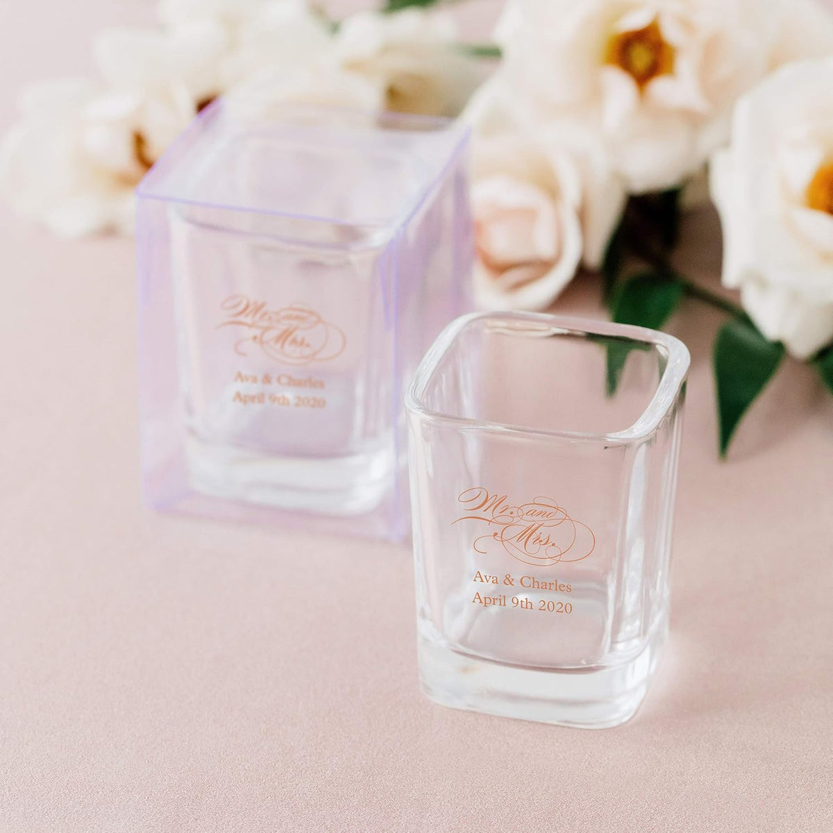 WEDDINGSTAR Personalized 2oz Square Shot Glass Customizable Full Color Print - 96 pack
