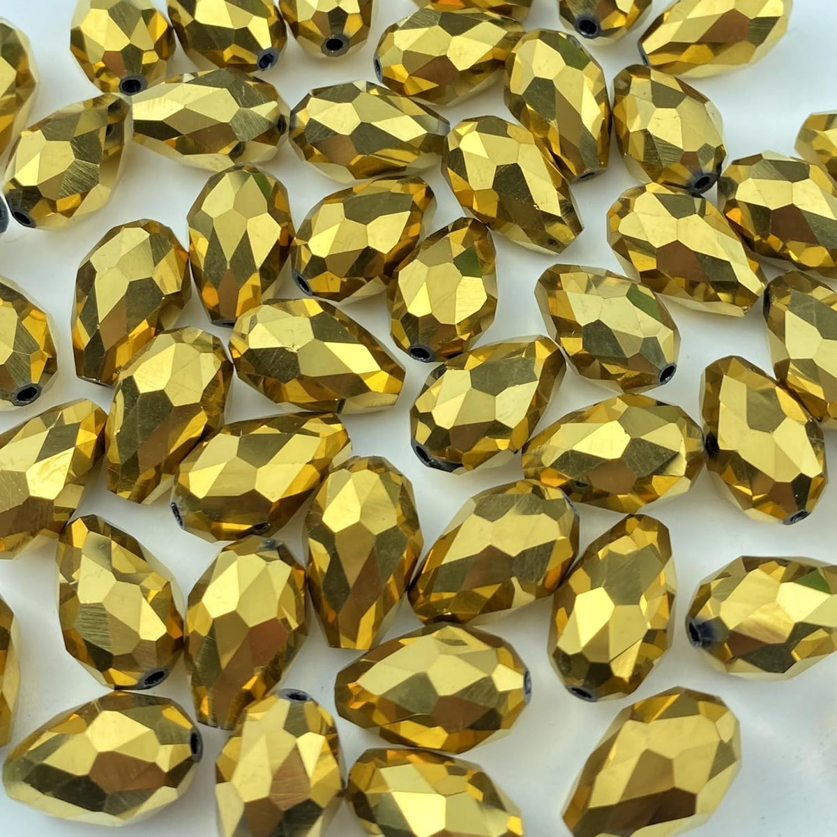 200pcs 4x6mm Teardrop Crystal Glass Beads Vertical Hole Faceted Glass Teardrop Spacer Beads for