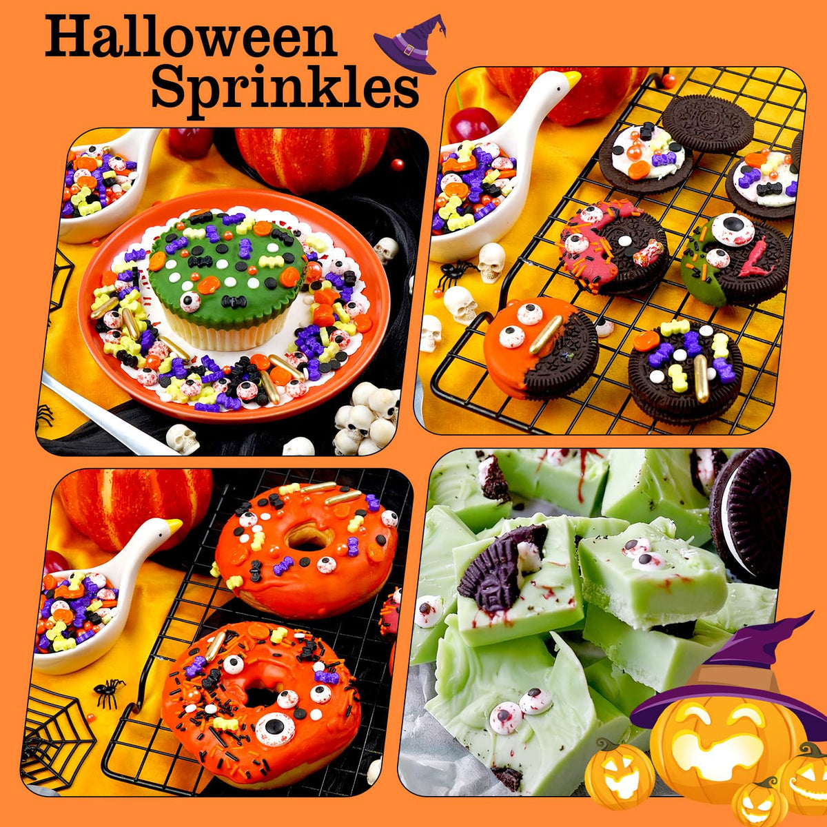 Halloween Sprinkles Mix, Sprinkles for Cake Decorating, Edible Halloween Candy, 180g/ 6.35oz