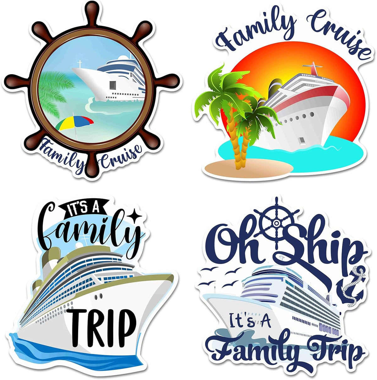 Hoteam 4 Pcs Family Cruise Door Decorations Magnetic Large Cruise Ship Door Magnets Funny