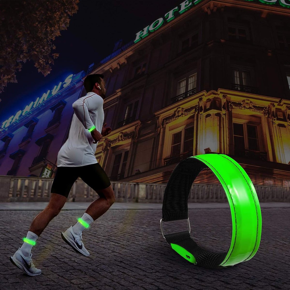 Rechargeable LED Armband for Running(2 Pack), Light Up LED Armband, High Visibility Reflective