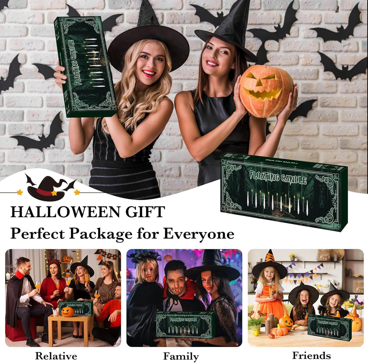 NURADA Floating Candles with Wand Remote Timer - Magic LED Hanging Flameless Taper Candles