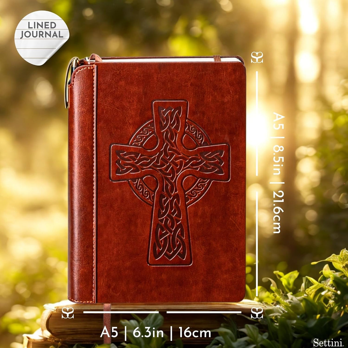 SETTINI® Lined Journal - Celtic Cross Journal for Writing Gift Set - Hardcover Vegan Leather