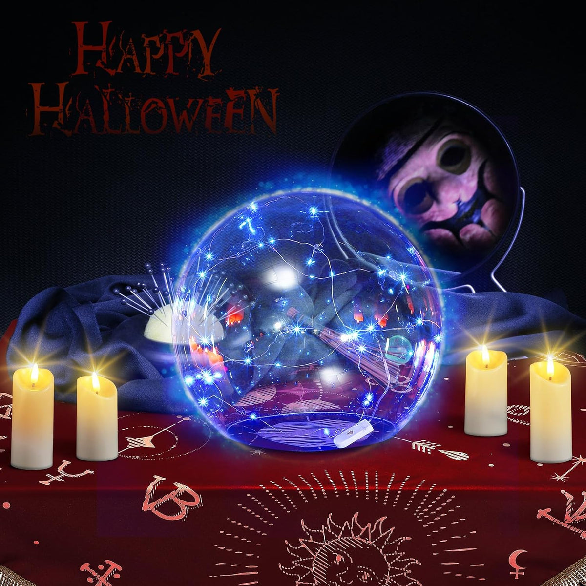 Halloween 14" Clear Acrylic Globe Decoration costume Set for Haunted House with 8.6" Neckless