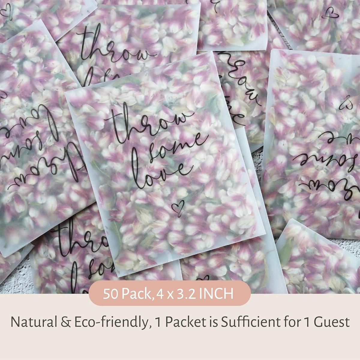 Rainbow Pana 50 Pack Prefilled Confetti Packets | Biodegradable Confetti, Dried Flower Petals |