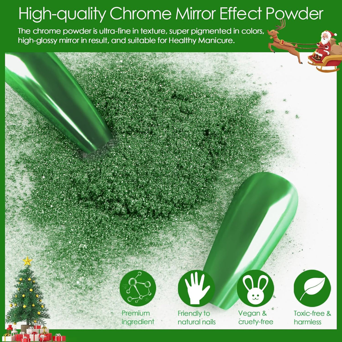 Allstarry Chrome Nail Powder 4 Colors Metallic Mirror Effect Pigment Chrome Iridescent Nail Glitter