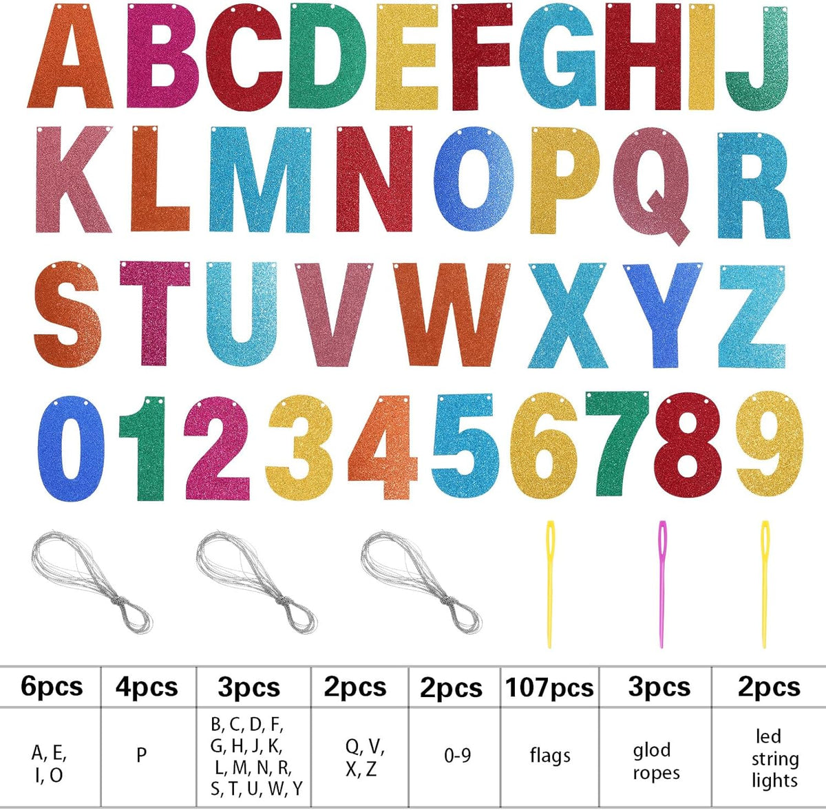 TaoBary 112 Pcs DIY Letter Custom Banner Glitter Customizable Banner Kit Including 107 Letters and