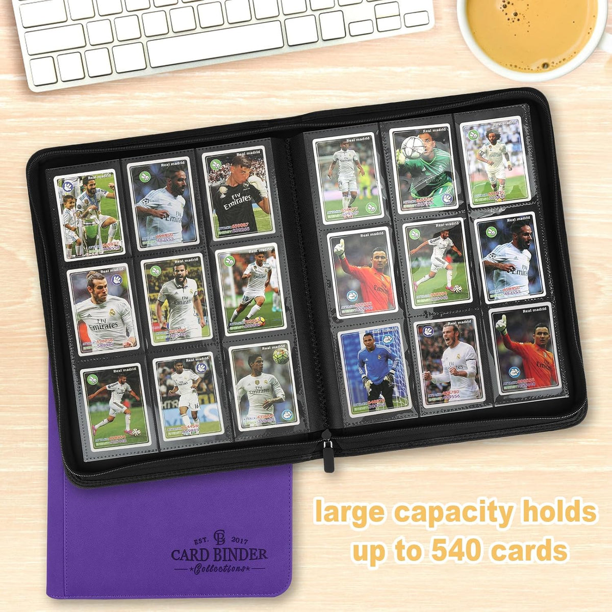 Trading Card Binder, Card Collection Binder Album Folder with 540 Side Loading Pockets, 9 Pocket