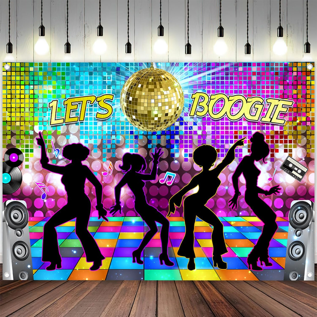 Dance Party Backdrop Retro 80s 90s Theme Stage Dance Ball Music Birthday Party Decoration DJ