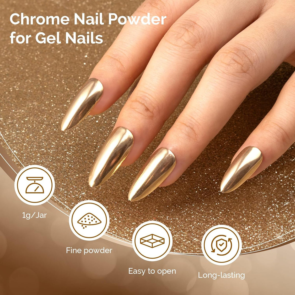 MelodySusie 2Pcs Chrome Nail Powder for Gel Nails,Metallic Mirror Effect Pigment Stylish and