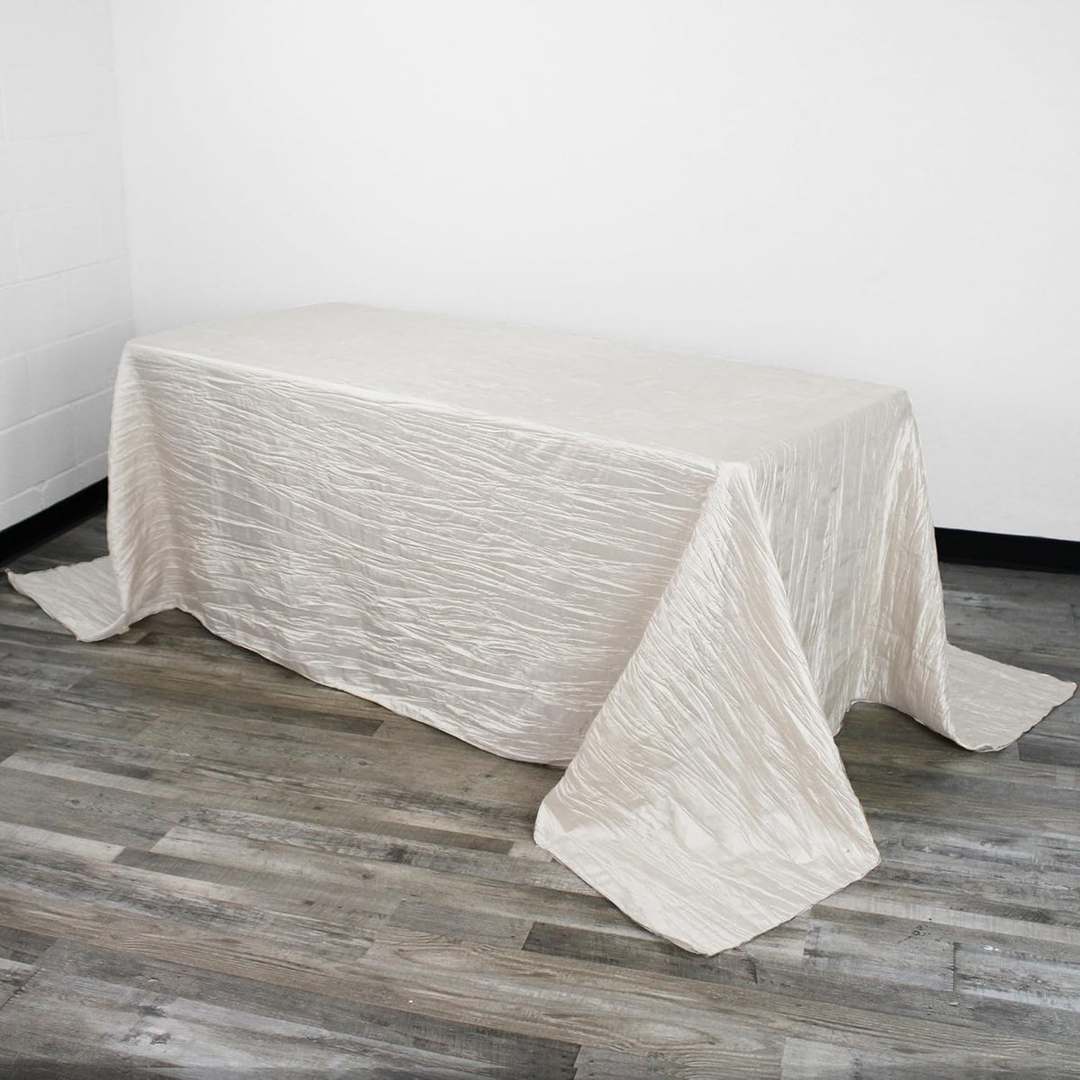 YOUR CHAIR COVERS - 90 x 132 Inch 6 ft Ivory Rectangular Crinkle Taffeta Tablecloth – Elegant Table