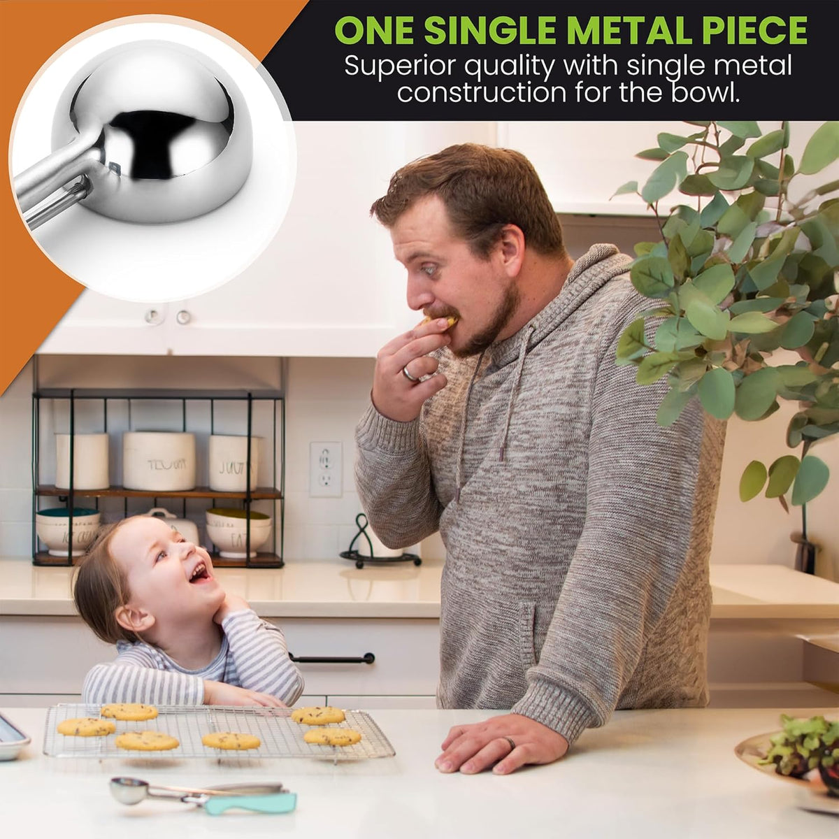 Spring Chef - Mint Small Cookie Scoop for Baking, Multifunctional #60 Melon Baller with Trigger