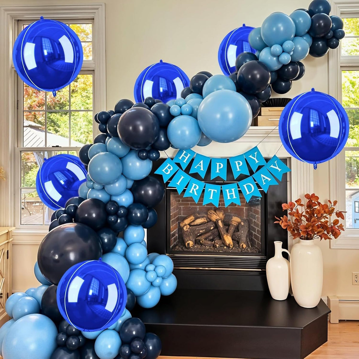 Giant 4D Foil Balloons, 6Pcs Large Metallic Royal Blue Round Balloons, 22 Inch Big Round Foil