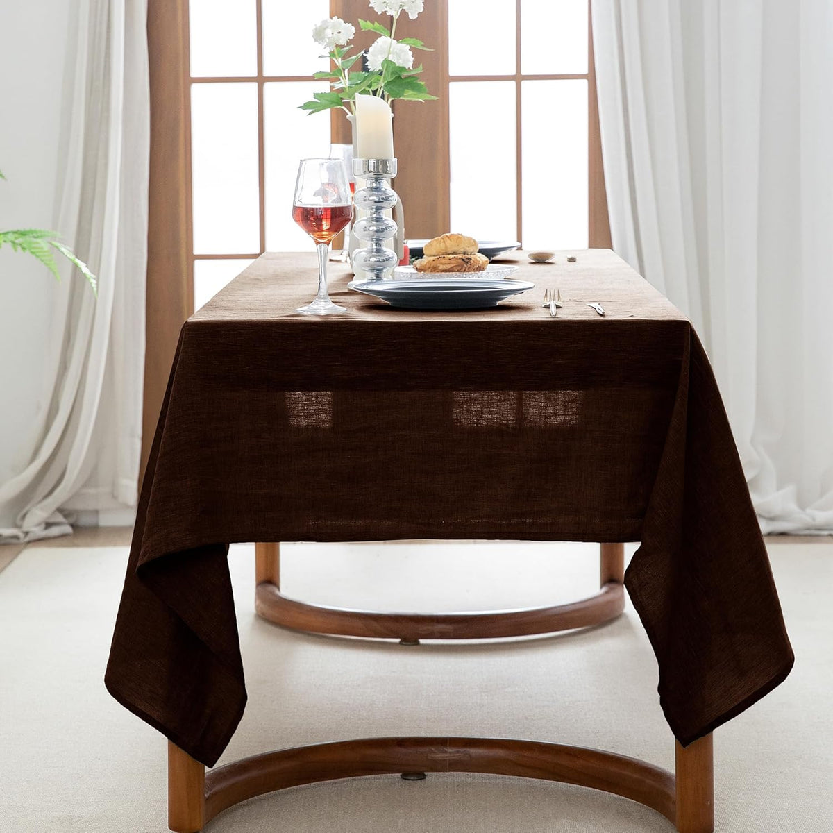EVERLY 100% Pure Linen Rectangle Tablecloths 60x84Inches for Dining,Buffet