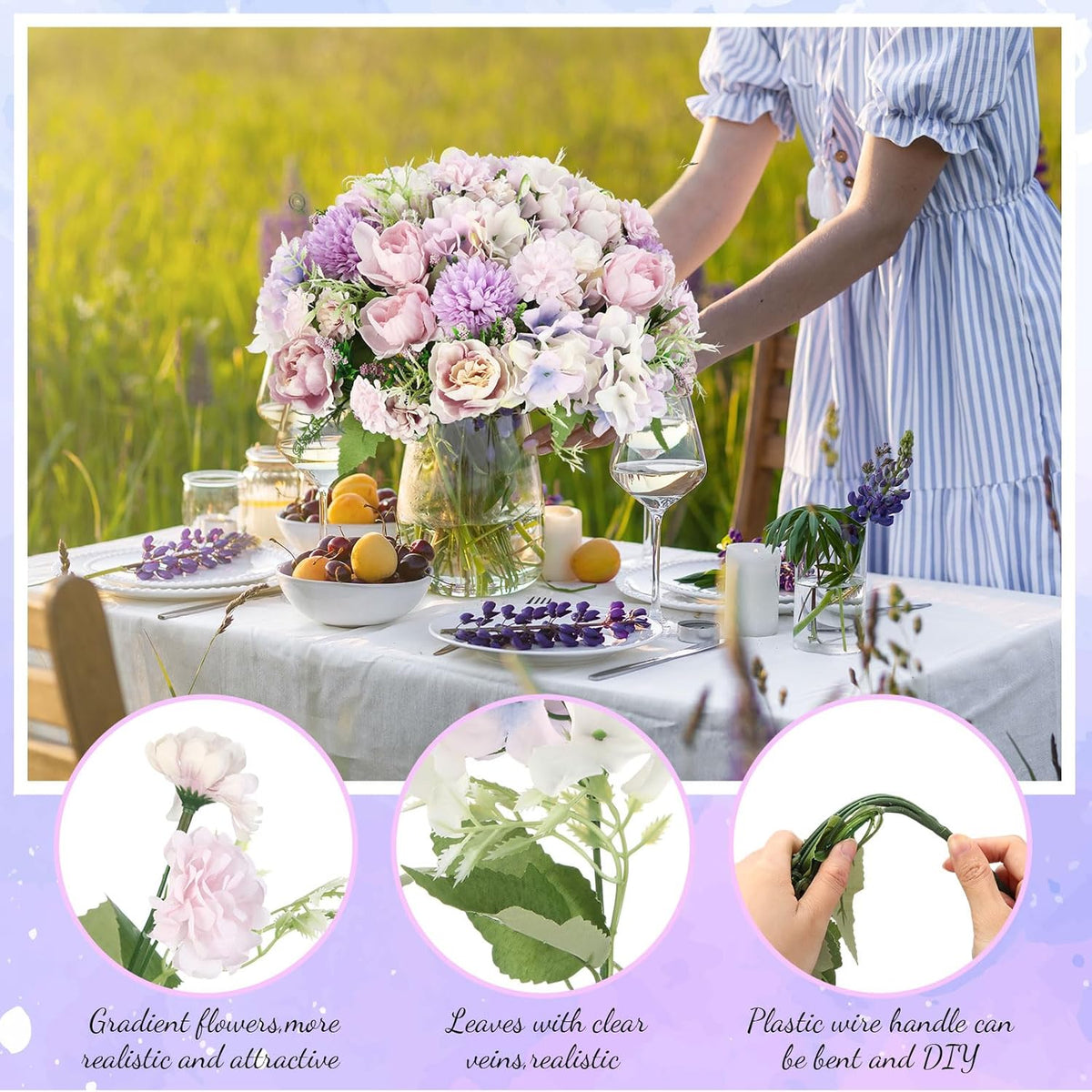 Tigeen Artificial Flowers Artificial Peonies Silk Flowers Faux Peony Fake Peony Silk Hydrangea