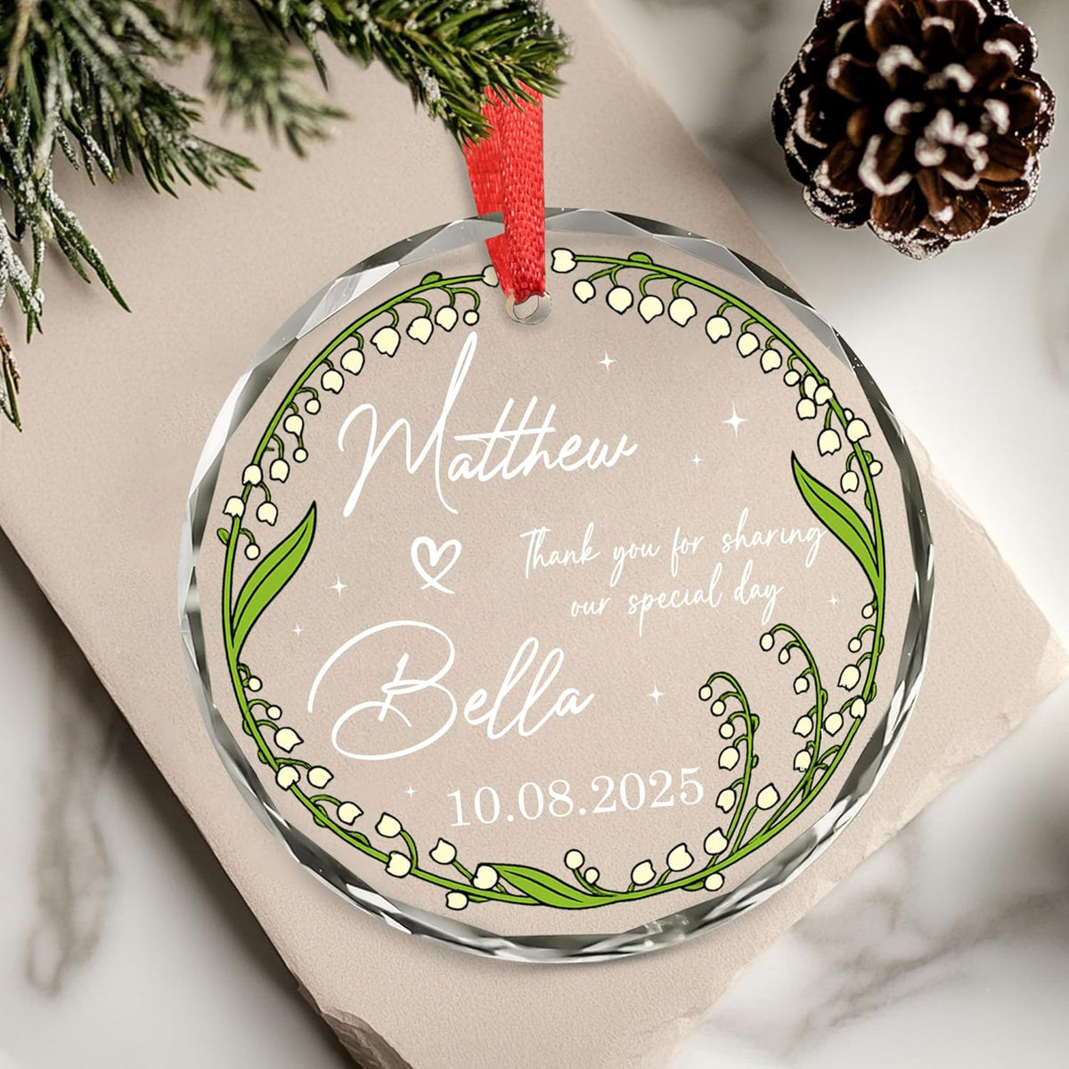 Personalized Wedding Favor Christmas Ornaments For Guests - Promotional Ornaments - Perfect Party