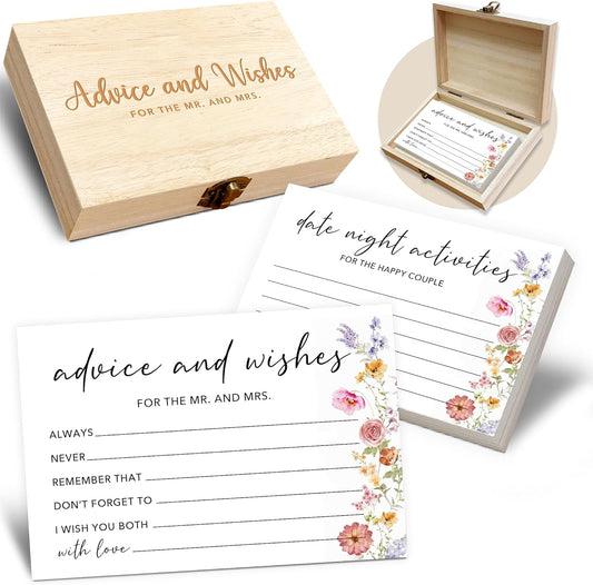 50 Pcs Advice and Wishes for the Mr and Mrs Cards in Box - Bridal Shower Guest Book - Perfect for