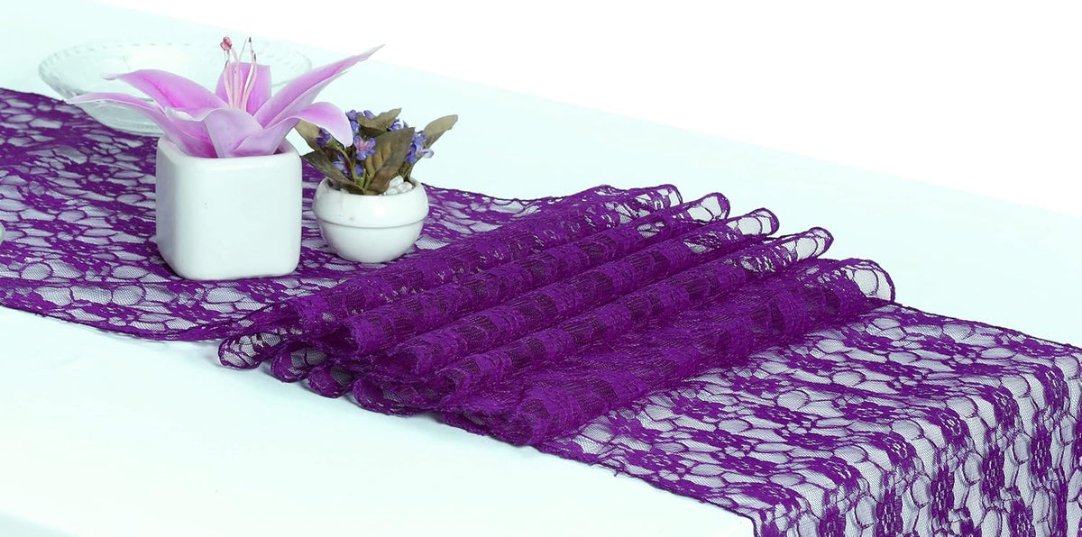 MDS Pack of 15 Wedding 12 x 108 inches Lace Table Runner for Wedding, Decorations for Birthday