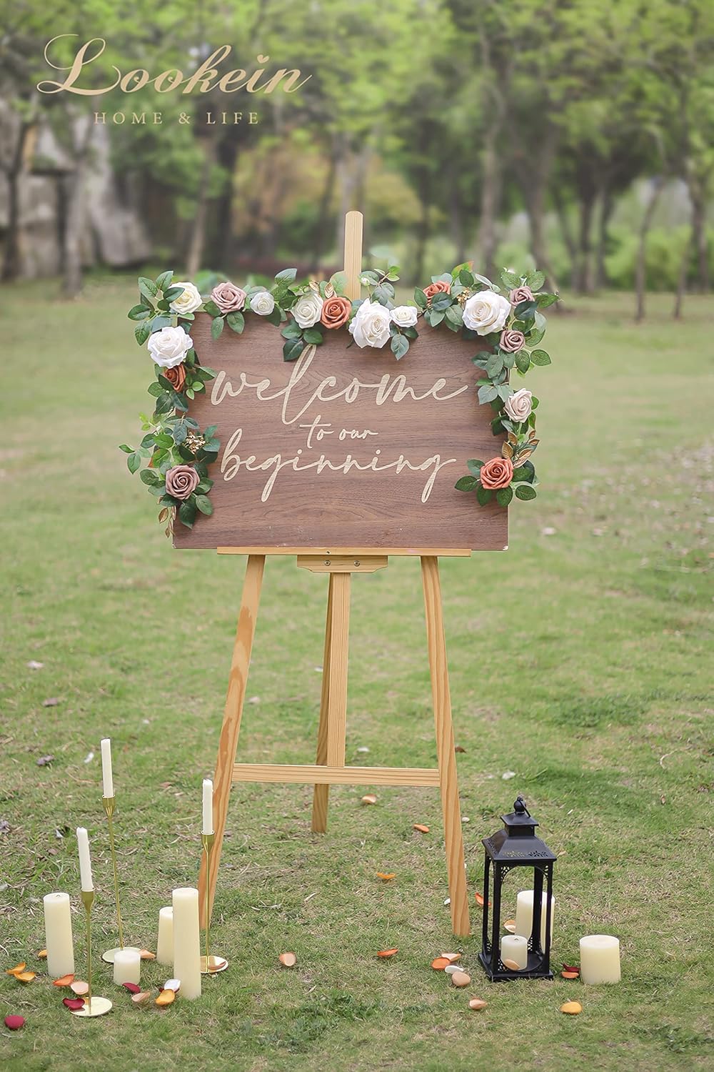 Lookein 5FT Artificial Rose Flower Garland for Table Centerpieces Backdrop Arch Flowers Decorations