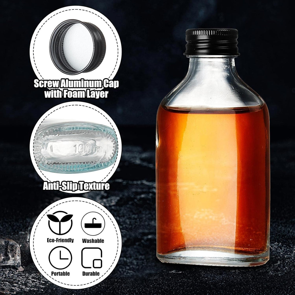 Patelai 16 Pcs Clear Glass Bottles with Caps Mini Glass Flask Liquor Bottles Empty Alcohol Shot