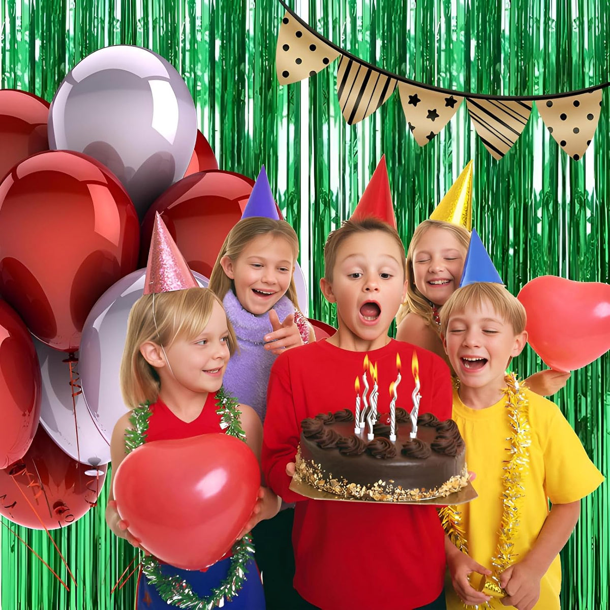 Keyali 2 Pack 3.3 * 8.3 ft Foil Curtain Metallic Tinsel Fringe Curtains Photo Booth Props Backdrop