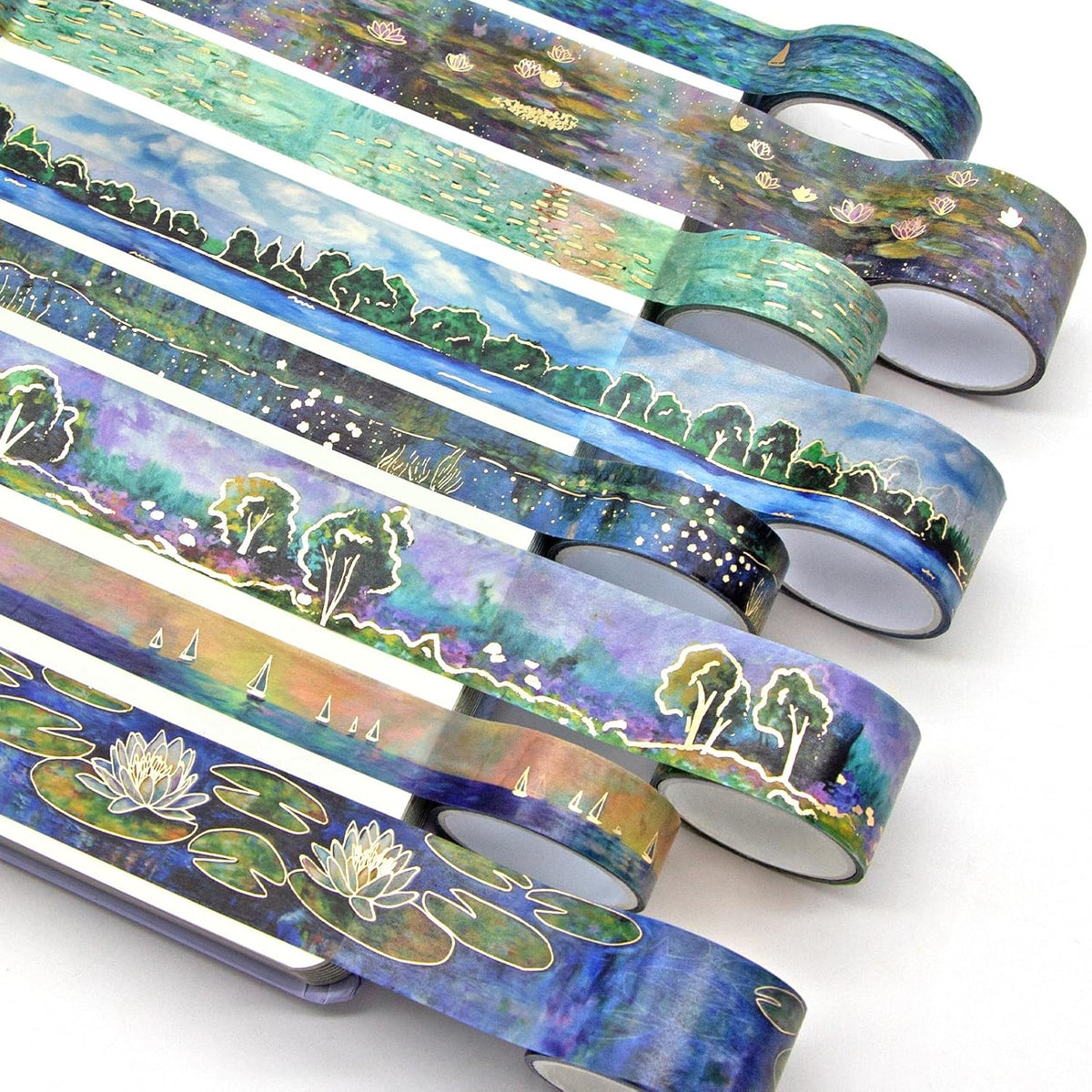 27 Rolls Monet Gold Foil Vintage Washi Tape Set - Decorative Masking Tapes for Scrapbooking