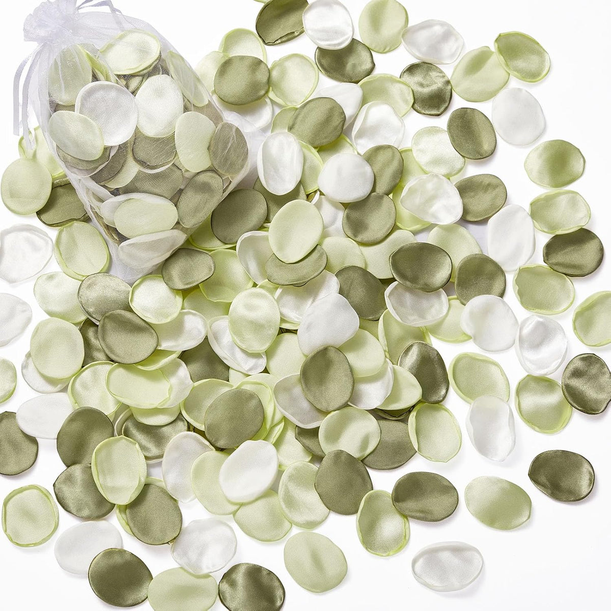 Serwalin 300Pcs Silk Rose Petals Artificial Flower Petals for Weddings Bean Green Fake Rose Petals