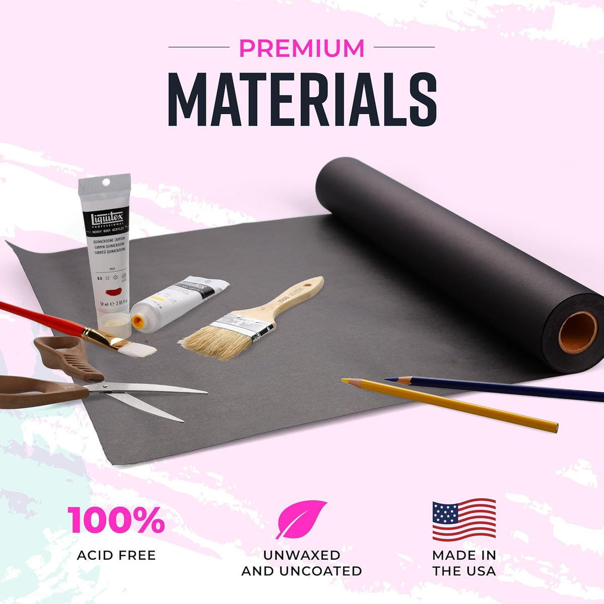 Bryco Goods Black Kraft Paper Roll - 18 Inch x 100 Feet - Ideal for Packing, Shipping, Arts &