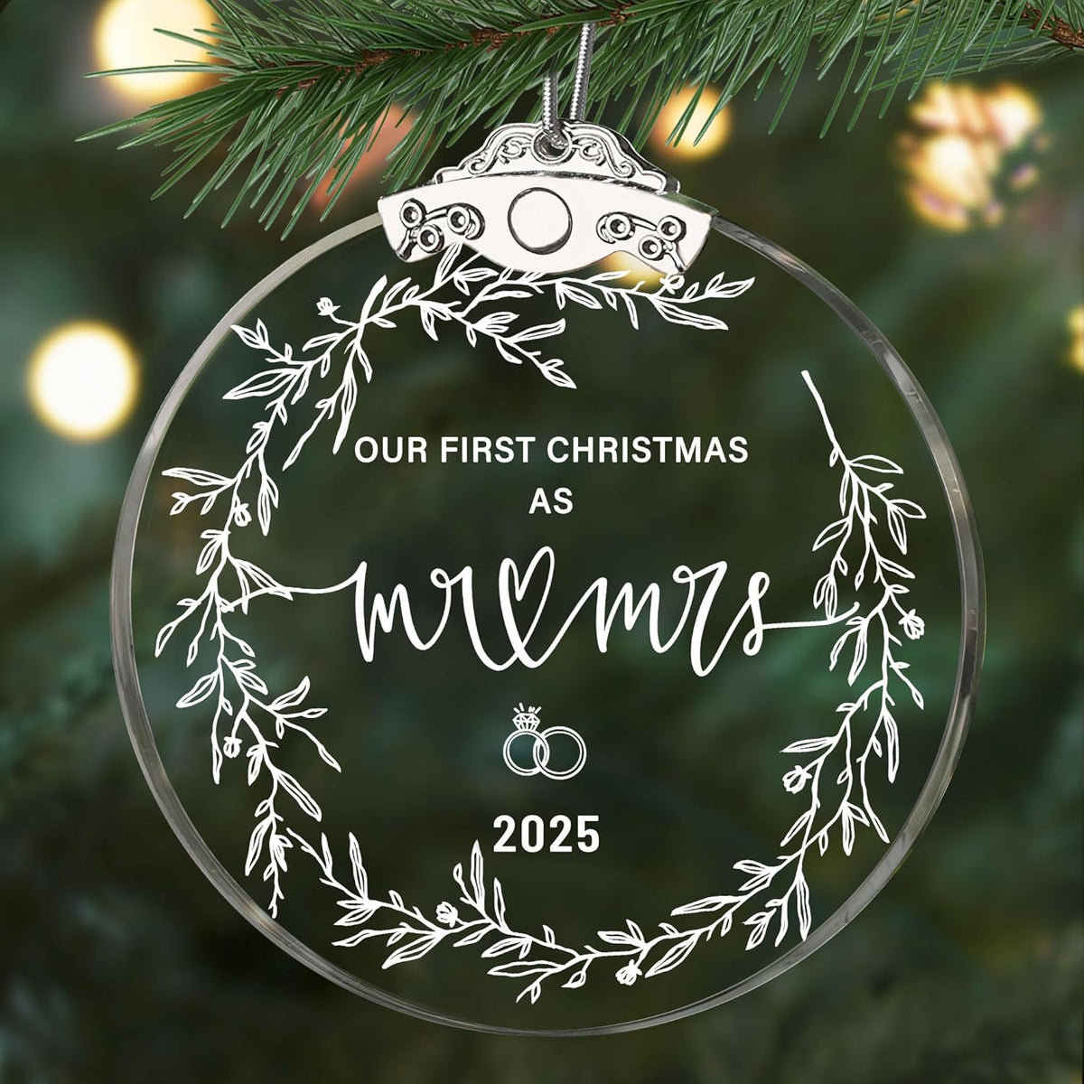 First Christmas Married Ornament 2025, Wedding Bridal Shower Gifts for Bride, Crystal 1st Christmas