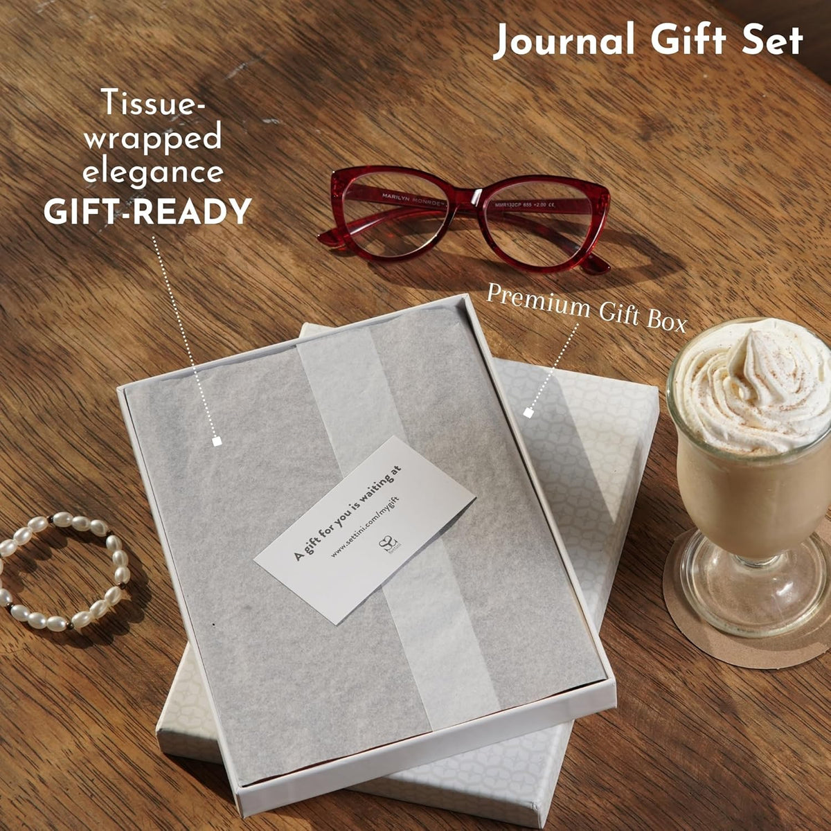 SETTINI® Lined Journal - Classic Journal for Writing Gift Set - Hardcover Vegan Leather, Includes