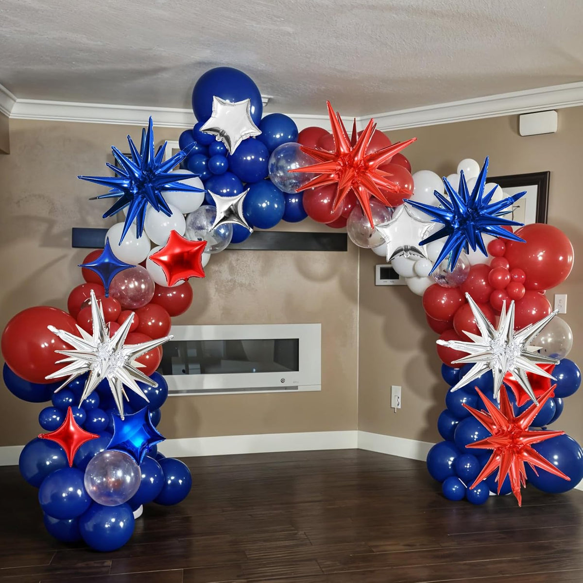 Star Balloons, 22in Red White and Blue Star Balloons Foil 10in 4-Pointed & Pentagram Balloon for