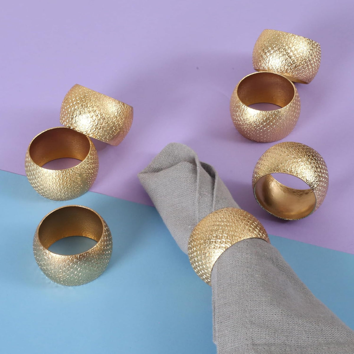 Gold Napkin Rings Set of 12 - Metal Heavy Duty Serviette Holders | Perfect for Dining Table
