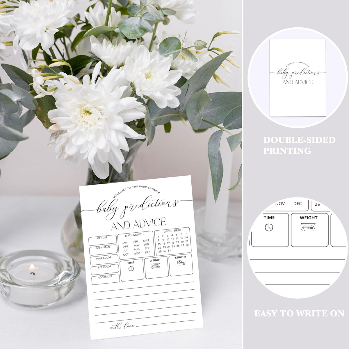 Advice For New Parents Baby Shower, Baby Predictions & Advice Cards For Baby Shower Games