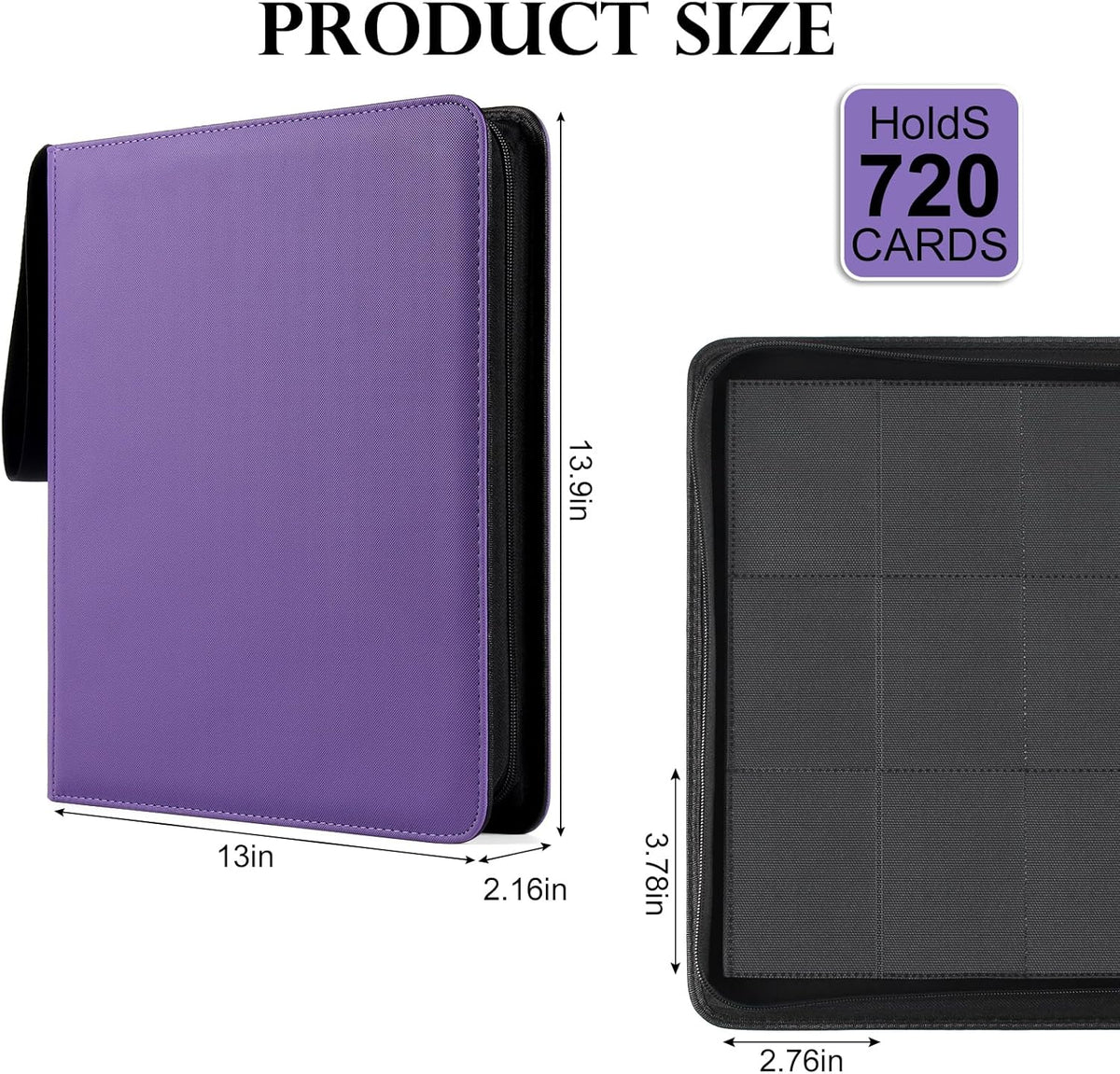 GEAoffice 12 Pocket Card Binder Holds 720 Cards - Sturdy PU Cover Trading Card Collection Holder