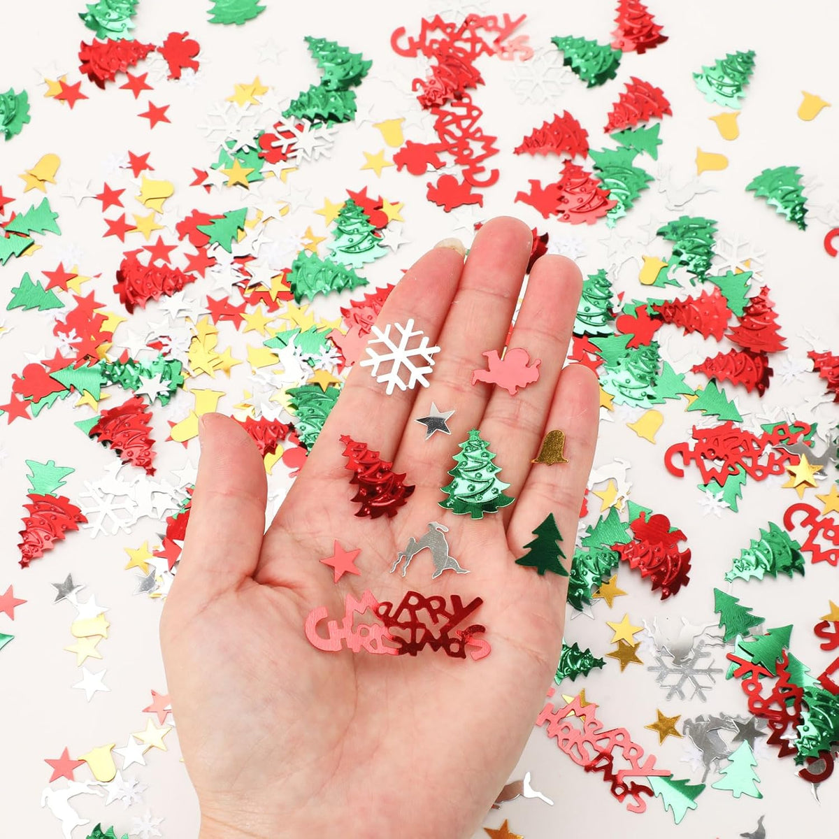 MARFOREVER Christmas Glitter Confetti, ChristmasTable Confetti Decorations Red Green White