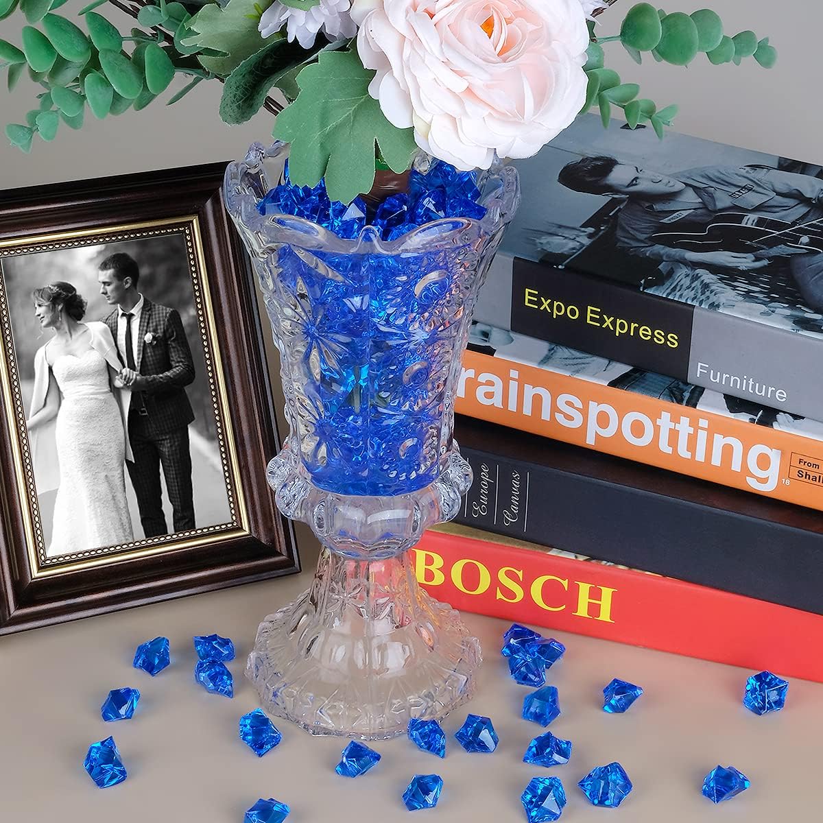 Babenest Acrylic Crushed Ice Rocks, 150 PCS Fake Crystals Plastic Ice Cubes Diamonds Gems for Vase