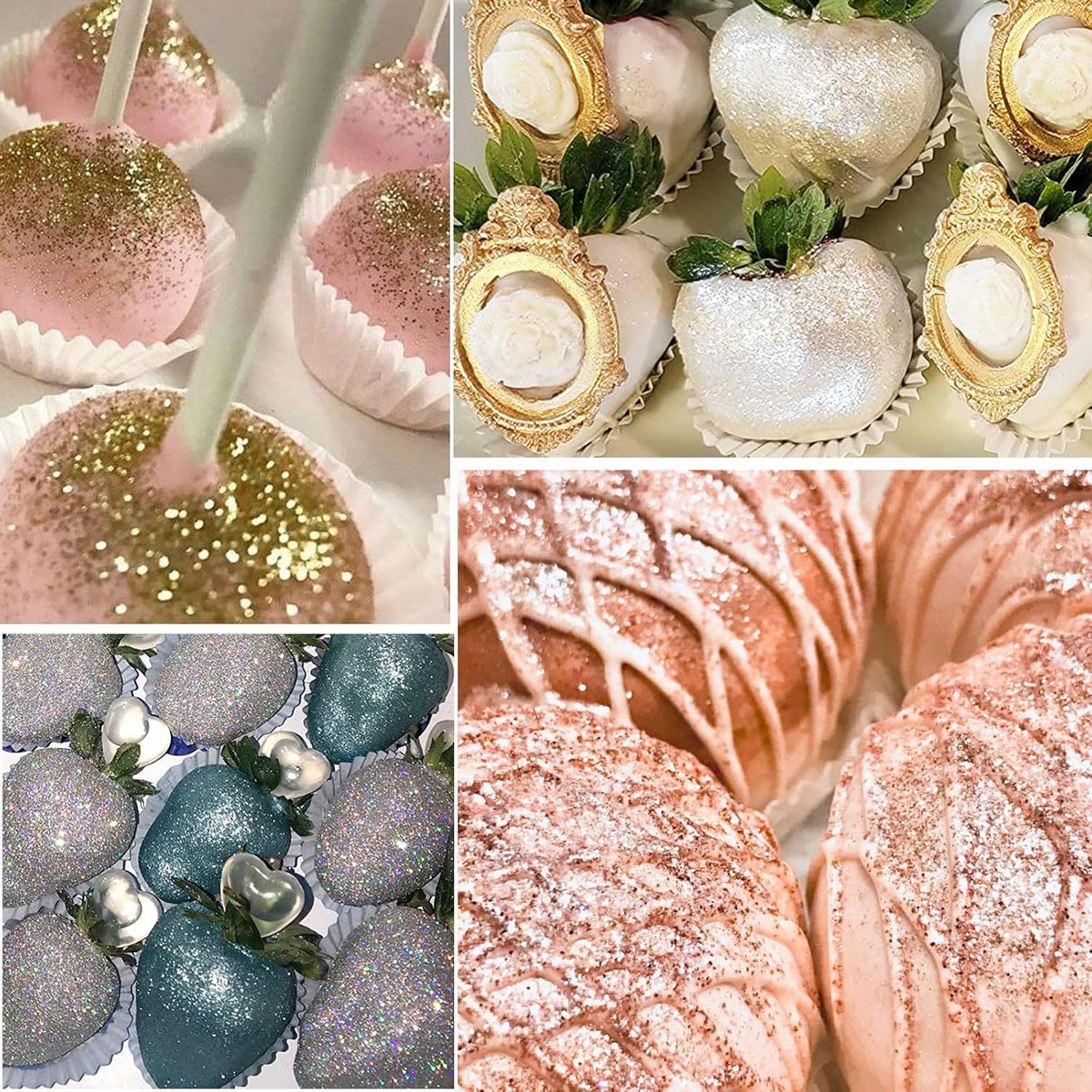 Edible Glitter for Drinks Cakes Christmas Set - Colaele 4 Colors Shimmering Luster Dust Disco