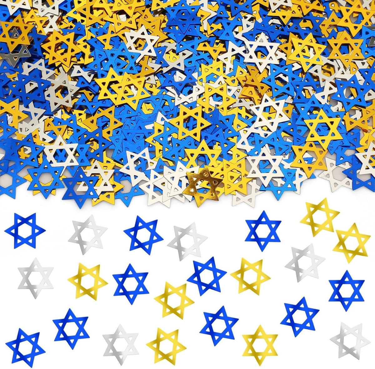 MARFOREVER Star of David Glitter Confetti, Hanukkah Confetti Table Decorations Gold Blue Silver