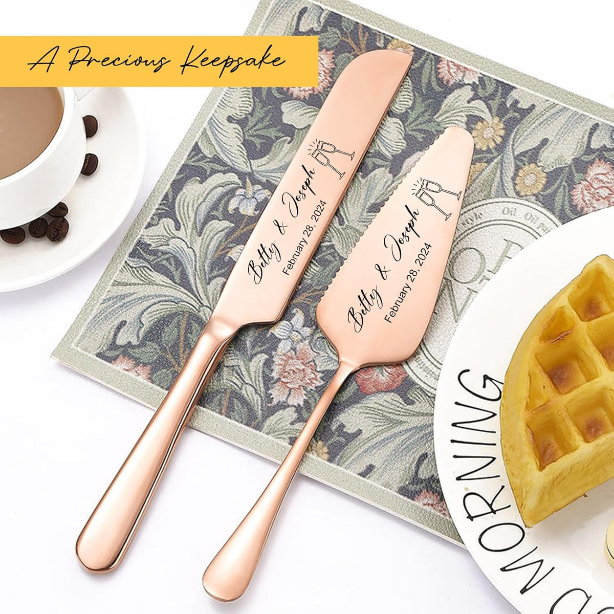 Personalized Wedding Cake Knife and Server Set Stainless Steel Forks Cake Cutter Server Engraved