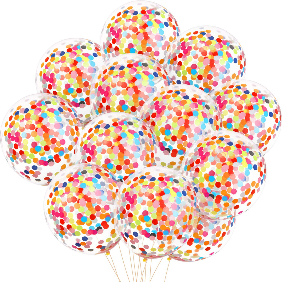 Gejoy 50 Pieces Rainbow Multicolor Confetti Balloons 12 Inches Latex Balloon with Bright Colorful