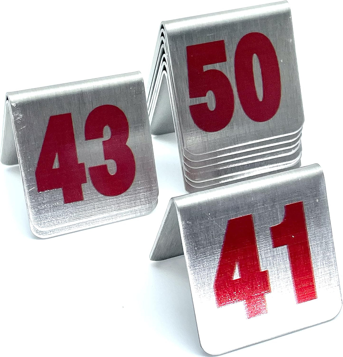 10 Pcs Metal Place Cards Stackable Tent Style Table Numbers，Place Card Holders for Celebration