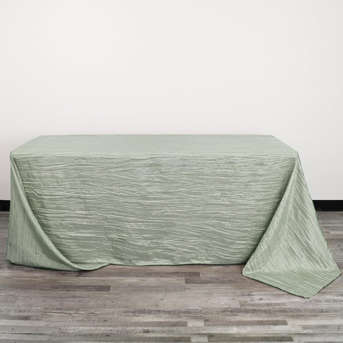 YOUR CHAIR COVERS - 90 x 156 inch Rectangular Crinkle Taffeta Tablecloth - Sage, Rectangle Table