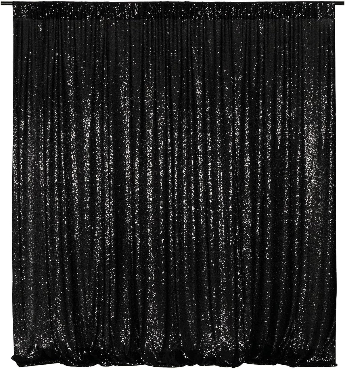 Poise3EHome Black Sequin Backdrop, 20Ft x 10Ft Glitter Photography Background Curtains for
