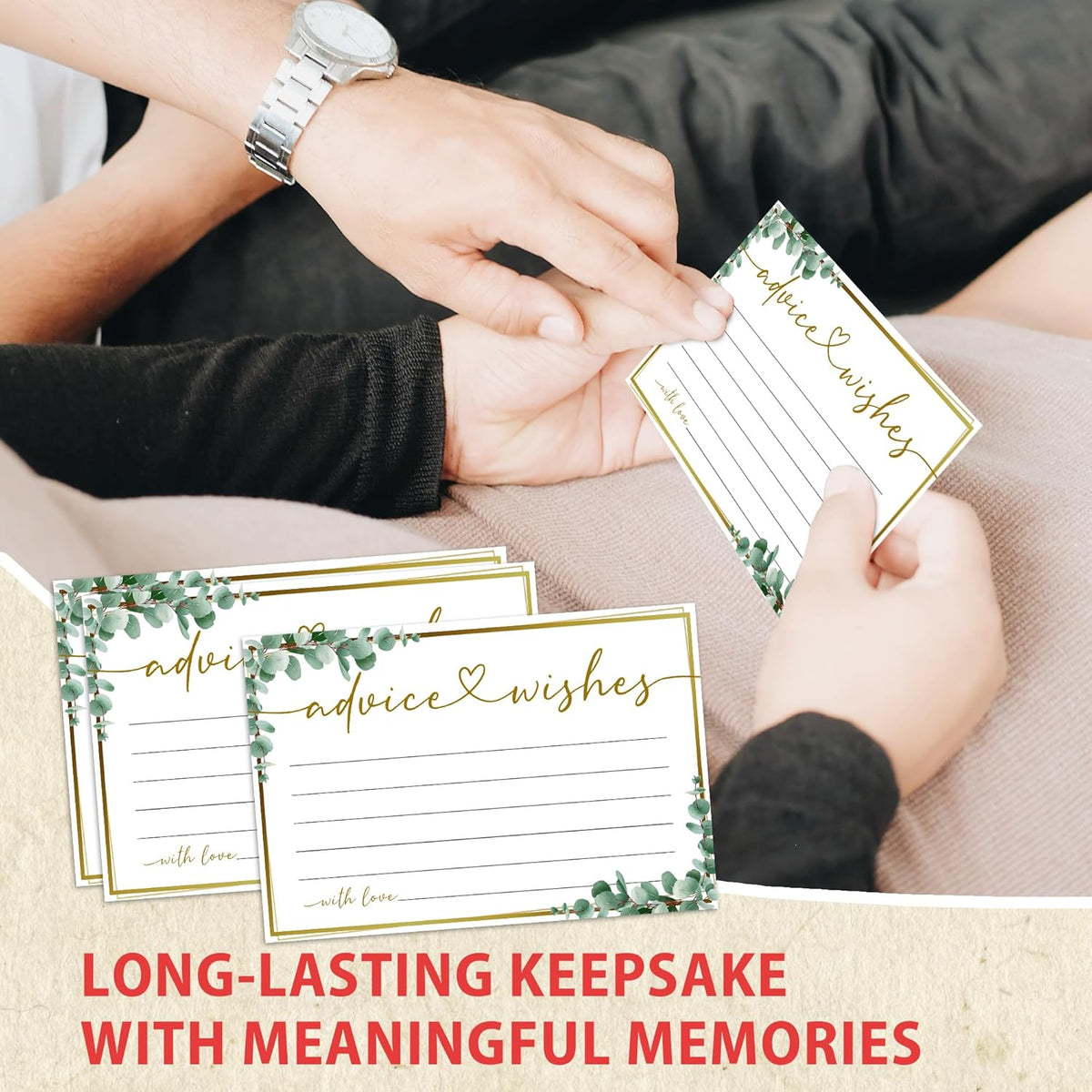 50 Advice and Wishes Cards, Double Sided Fill-In Advice Cards For Bridal, Wedding, Graduate Party