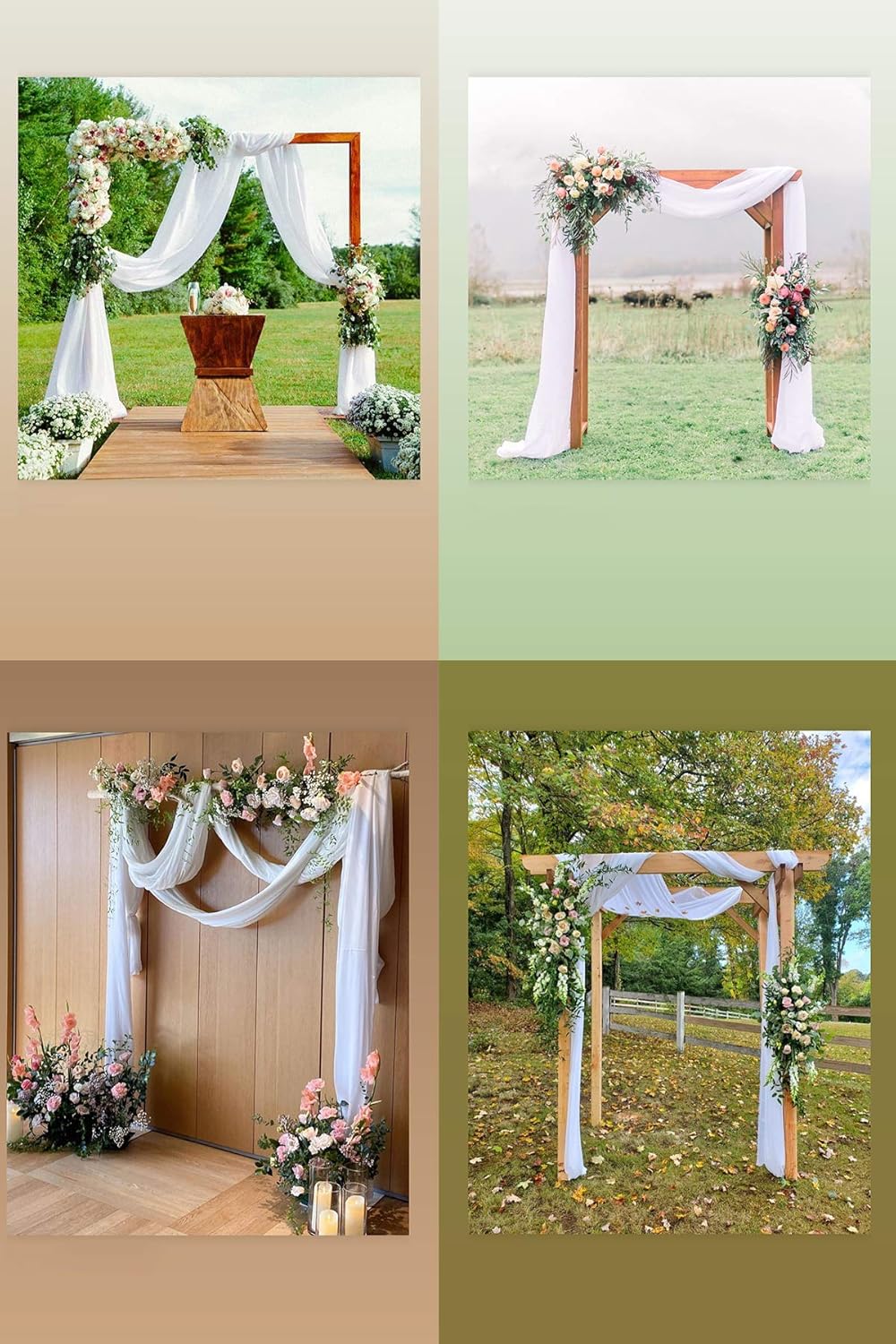 Socomi Wedding Arch Draping Fabric 1 Panel 29" x 19Ft White Sheer Chiffon Curtain Drapes 6 Yards
